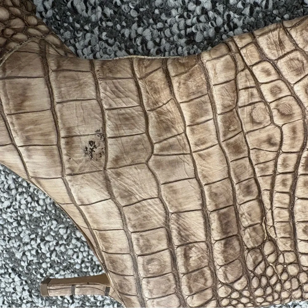 Acne Brown Crocodile Pattern Heeled Boots - Picture 4 of 7